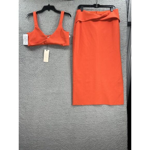 BEC & BRIDGE CLOVER TOP & MIDI SKIRT SET NECTARINE ORANGE SIZE 12 NEW - Picture 2 of 12